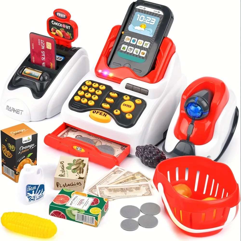 Toy Cash Register - 33PCS Speelgoedkassa voor kinderen met afrekeningsscanner