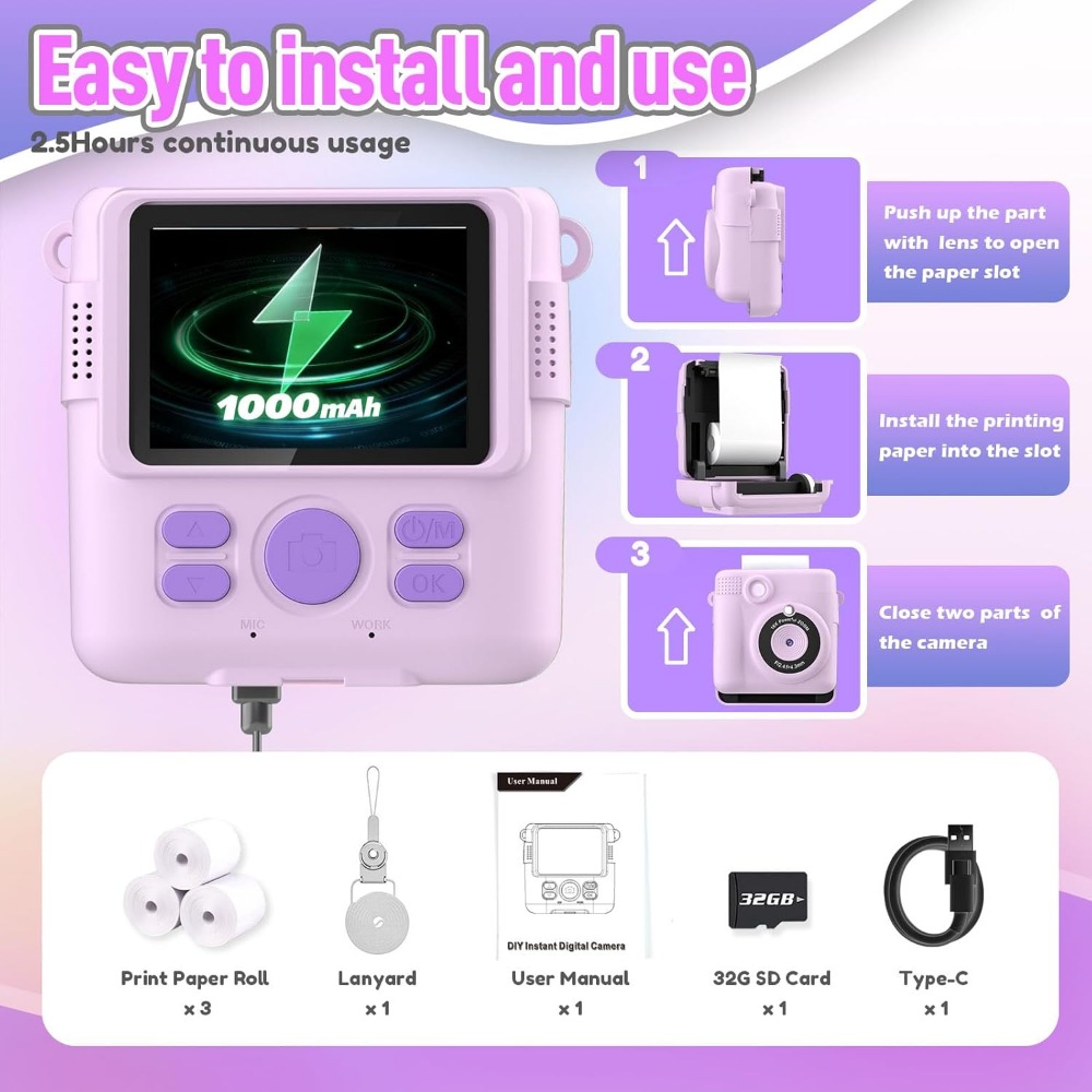 Instant Print Camera voor kind - Kids Toys 3 Year Old recensie en prijs